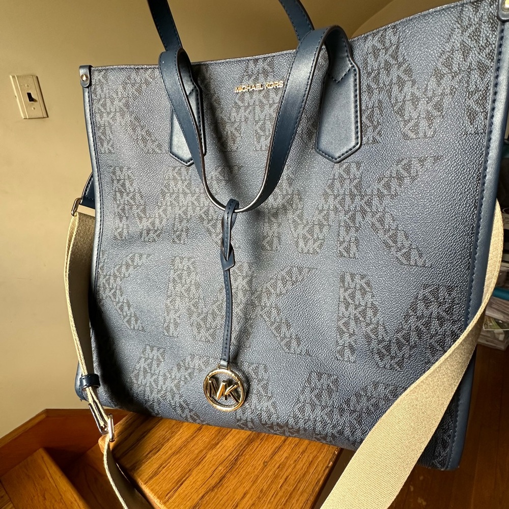 Michael Kors Blue Tote with Textured Design